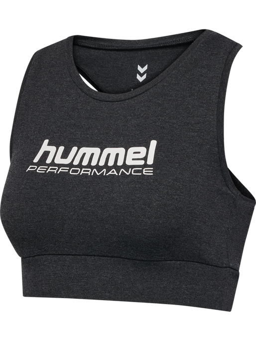 hmlPULSE LOGO LIGHT SUPPORT BRA, BLACK MELANGE, packshot