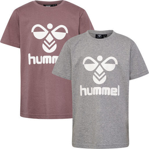 hmlTRES T-SHIRT S/S 2-PK, GREY MELANGE, packshot