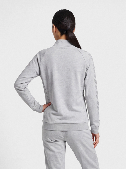 hmlMOVE GRID COTTON ZIP JACKET WOMA, GREY MELANGE, model