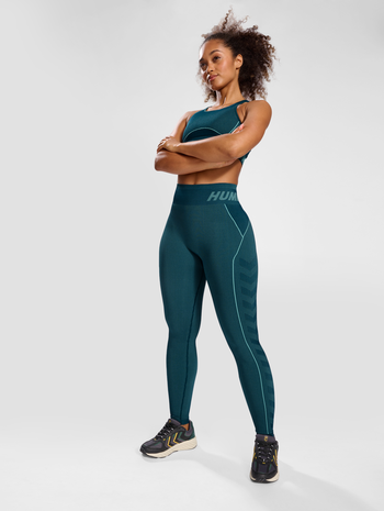 hmlTE CHRISTEL SEAMLESS MW TIGHTS, DEEP TEAL, model