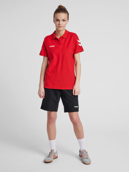 HUMMEL GO COTTON POLO WOMAN, TRUE RED, model