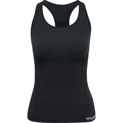 hmlCLEA SEAMLESS TOP, BLACK MELANGE, packshot
