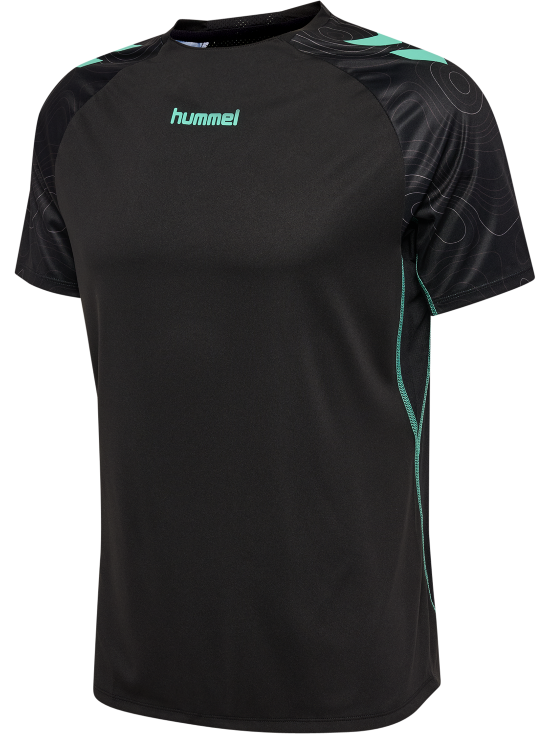 hmlBLAZE 2.0 TRAINING JERSEY S/S, BLACK/POOL BLUE, packshot