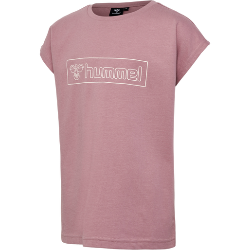 hmlBOXLINE T-SHIRT S/S 2 PK, GREY MELANGE/WOODROSE, packshot