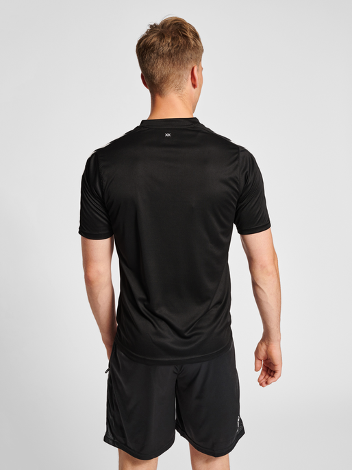 hmlCORE XK STRIPED JERSEY S/S, BLACK/TRUE RED, model