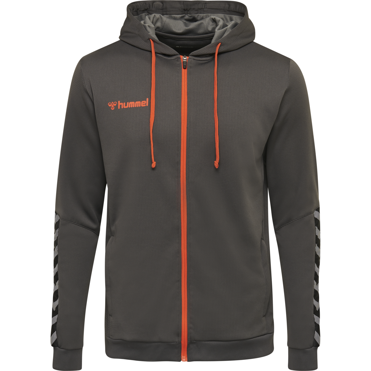 hmlAUTHENTIC KIDS POLY ZIP HOODIE, ASPHALT, packshot