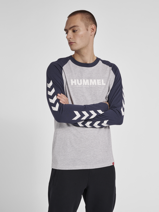 hmlLEGACY BLOCKED T-SHIRT L/S, BLUE NIGHTS, model