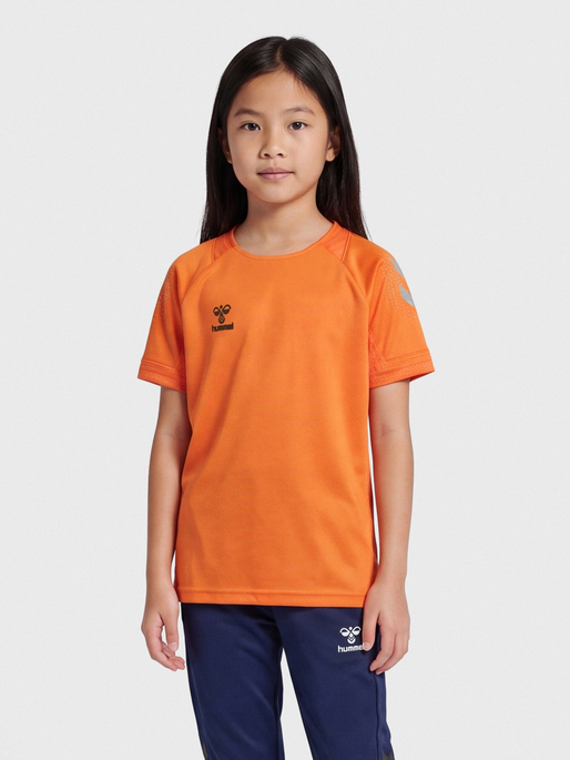 hmlLEAD S/S POLY JERSEY KIDS, ORANGE TIGER, model