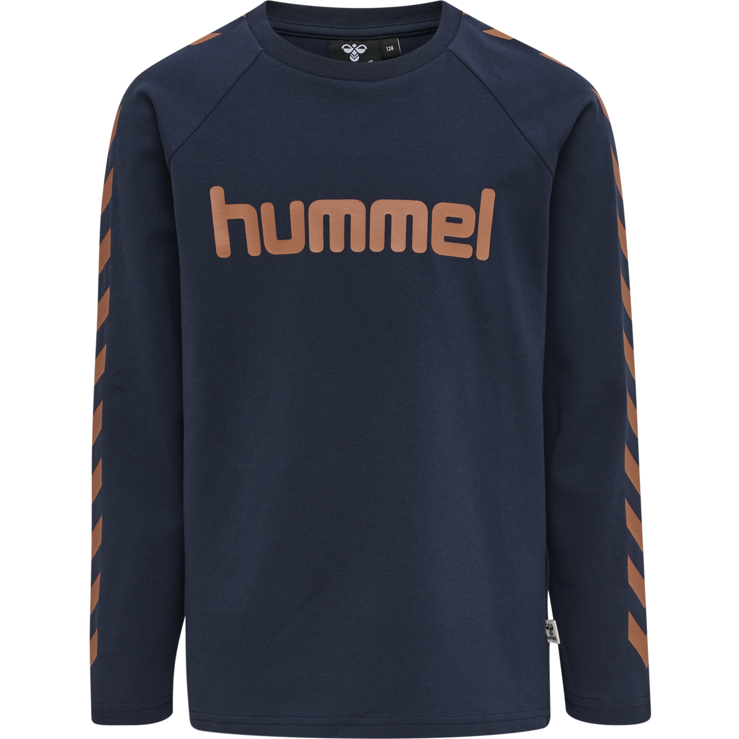 hmlBOYS T-SHIRT L/S, BLACK IRIS/SIERRA, packshot