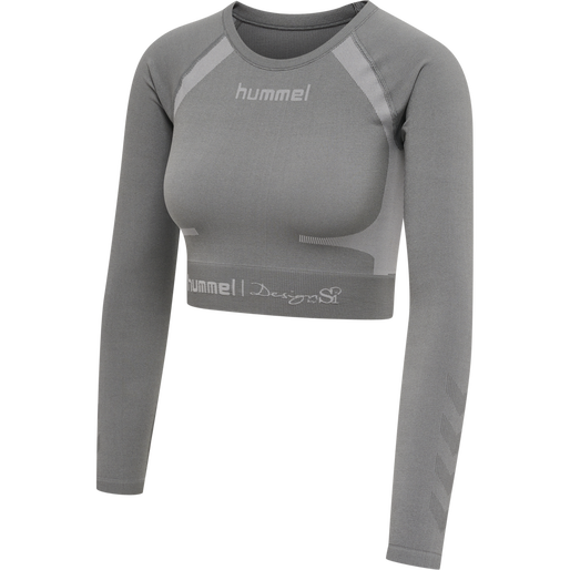 hmlSI SEAMLESS CROPTOP L/S, FROST GRAY, packshot