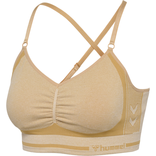 hmlMT LULU SEAMLESS SCRUNCH BRA, CURDS & WHEY MELANGE, packshot