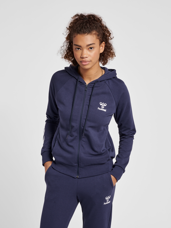 hmlNONI 2.0 ZIP HOODIE, PEACOAT, model