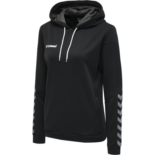 hmlAUTHENTIC POLY HOODIE WOMAN, BLACK/WHITE, packshot