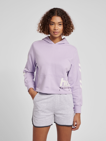 hmlLGC YOKO CROPPED HOODIE, PASTEL LILAC, model