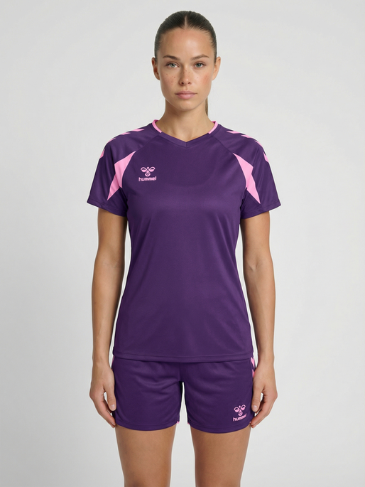 hmlCORE 2.0 JERSEY S/S WOMAN, ACAI/COTTON CANDY, model