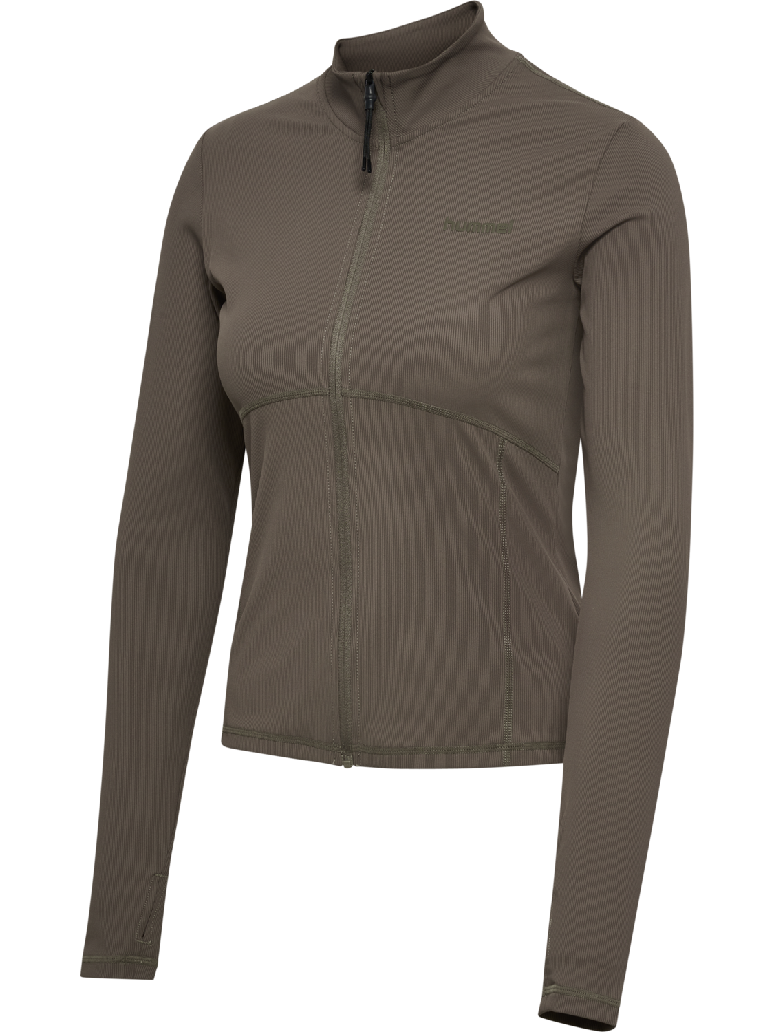 hmlPRIMA W RIB ZIP BLOUSE, MAJOR BROWN, packshot