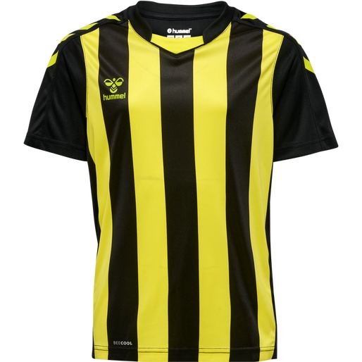 hmlCORE XK STRIPED JERSEY S/S KIDS, BLACK/BLAZING YELLOW hmlCORE XK STRIPED JERSEY S/S KIDS, BLACK/BLAZING YELLOW, packshot