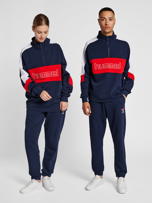 hmlIC CLAUDE HALF ZIP SWEATSHIRT, 7666, model