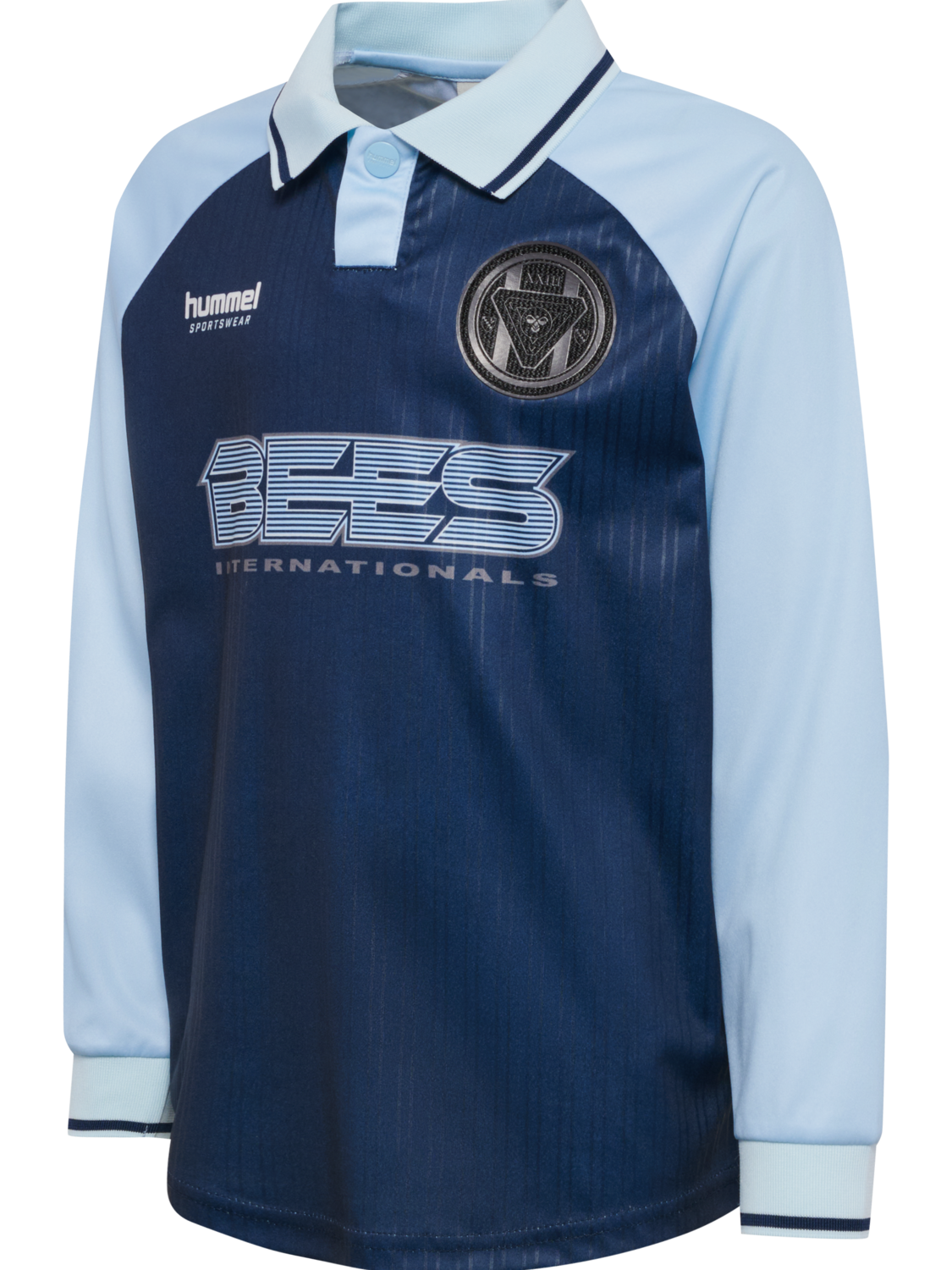 hmlJR LOOSE STRIPE SOCCER JERSEY LS, DRESS BLUES, packshot