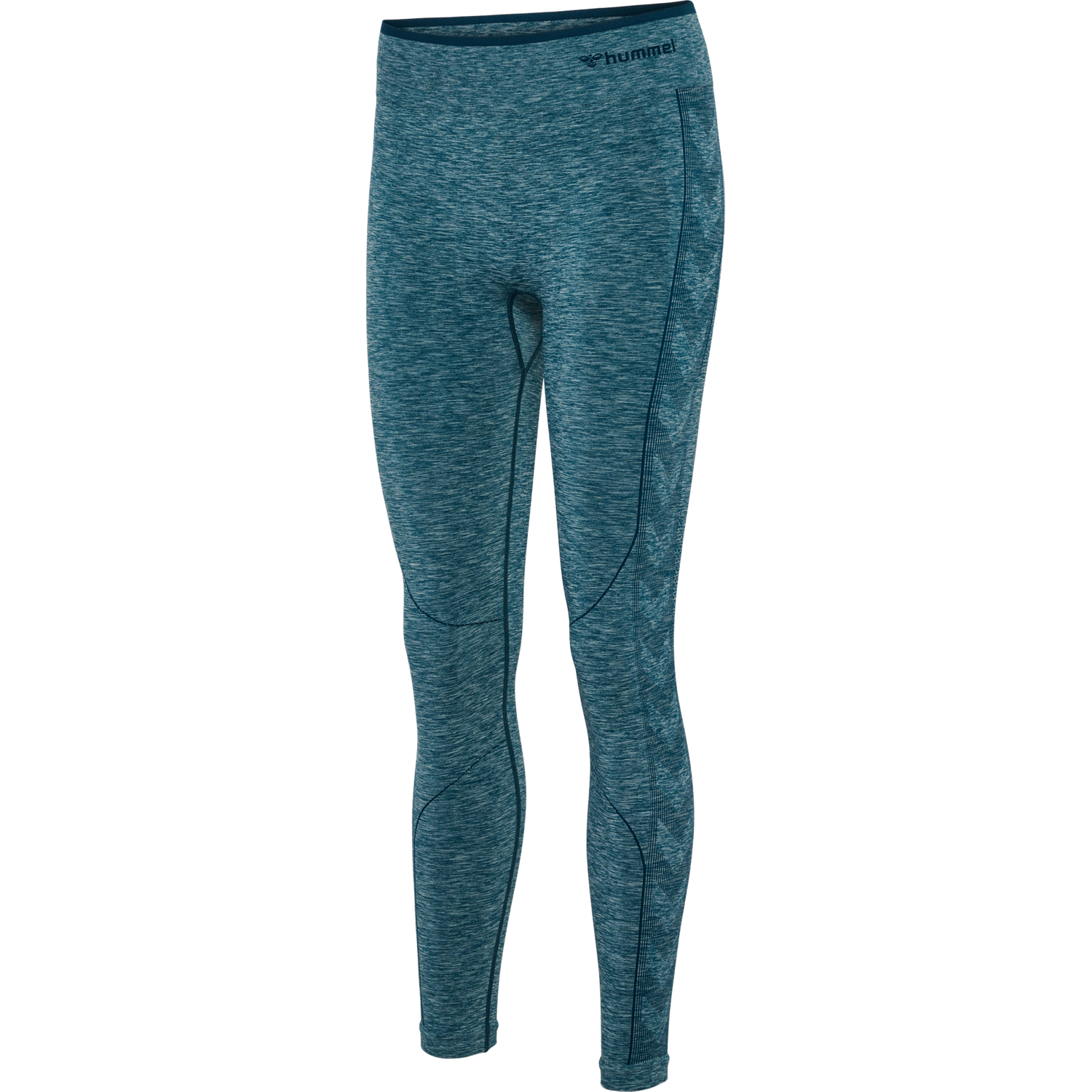 hmlMT UNA SEAMLESS MID WAIST TIGHTS, DEEP TEAL MELANGE, packshot