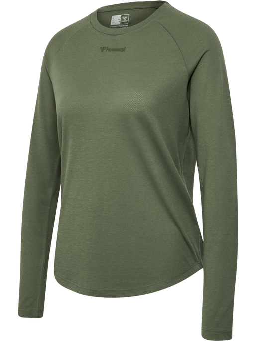 hmlMT VANJA T-SHIRT L/S, DEEP LICHEN GREEN, packshot