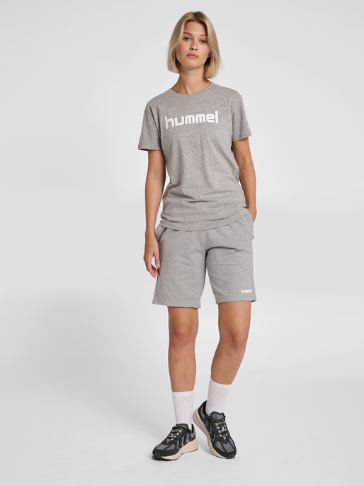 HUMMEL GO COTTON LOGO T-SHIRT WOMAN S/S, GREY MELANGE, model