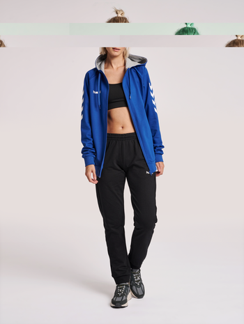 HMLGO COTTON ZIP HOODIE WOMAN, TRUE BLUE, model