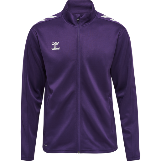 hmlCORE XK POLY ZIP SWEAT, ACAI/WHITE, packshot