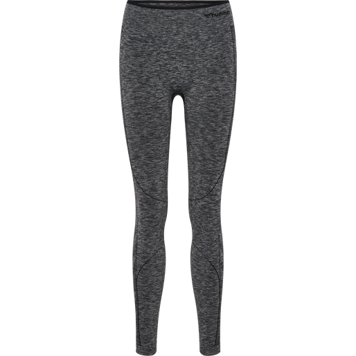 hmlMT UNA SEAMLESS MID WAIST TIGHTS, BLACK MELANGE, packshot
