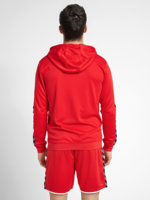 hmlAUTHENTIC POLY ZIP HOODIE, TRUE RED, model