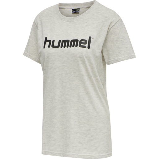 HUMMEL GO COTTON LOGO T-SHIRT WOMAN S/S, EGRET MELANGE, packshot