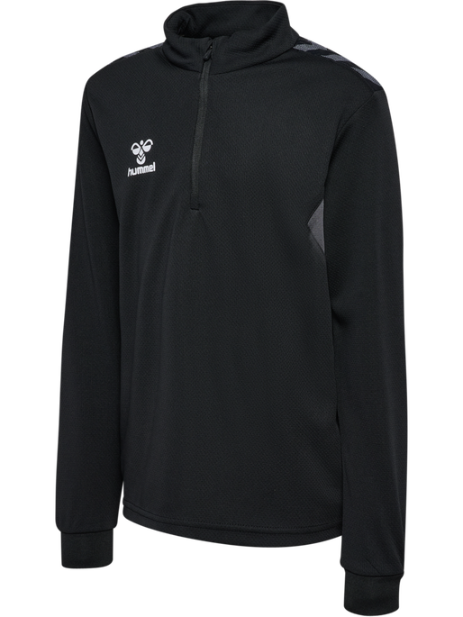 hmlAUTHENTIC HALF ZIP SWEAT KIDS, BLACK, packshot
