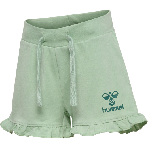 hmlTALYA RUFFLE SHORTS, SILT GREEN, packshot