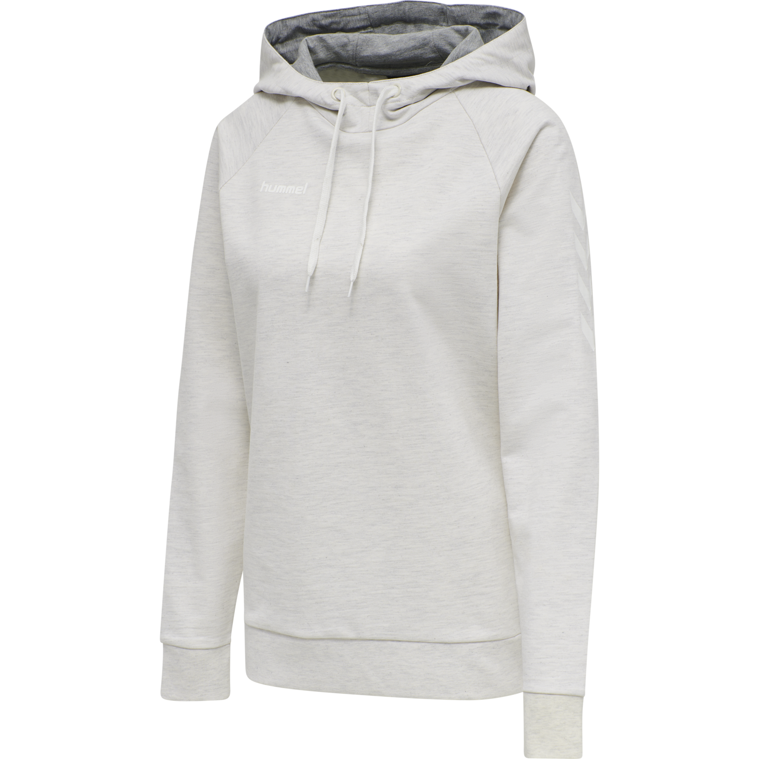 HMLGO COTTON HOODIE WOMAN, EGRET MELANGE, packshot