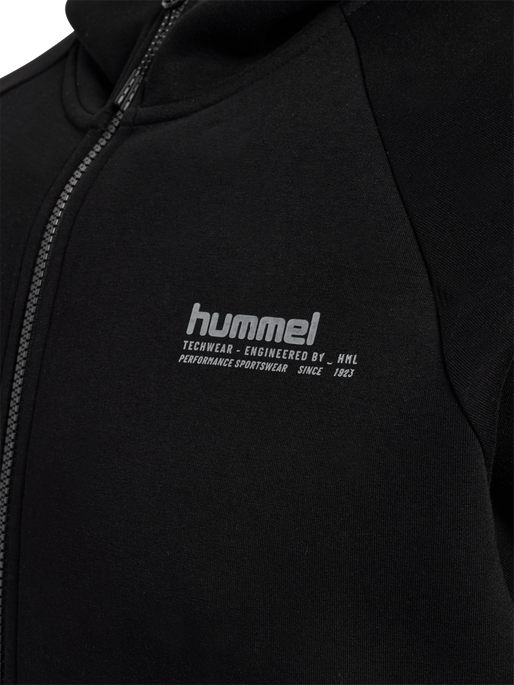 hmlTECH FLEECE REGULAR ZIP HOODIE, BLACK hmlTECH FLEECE REGULAR ZIP HOODIE, BLACK, packshot