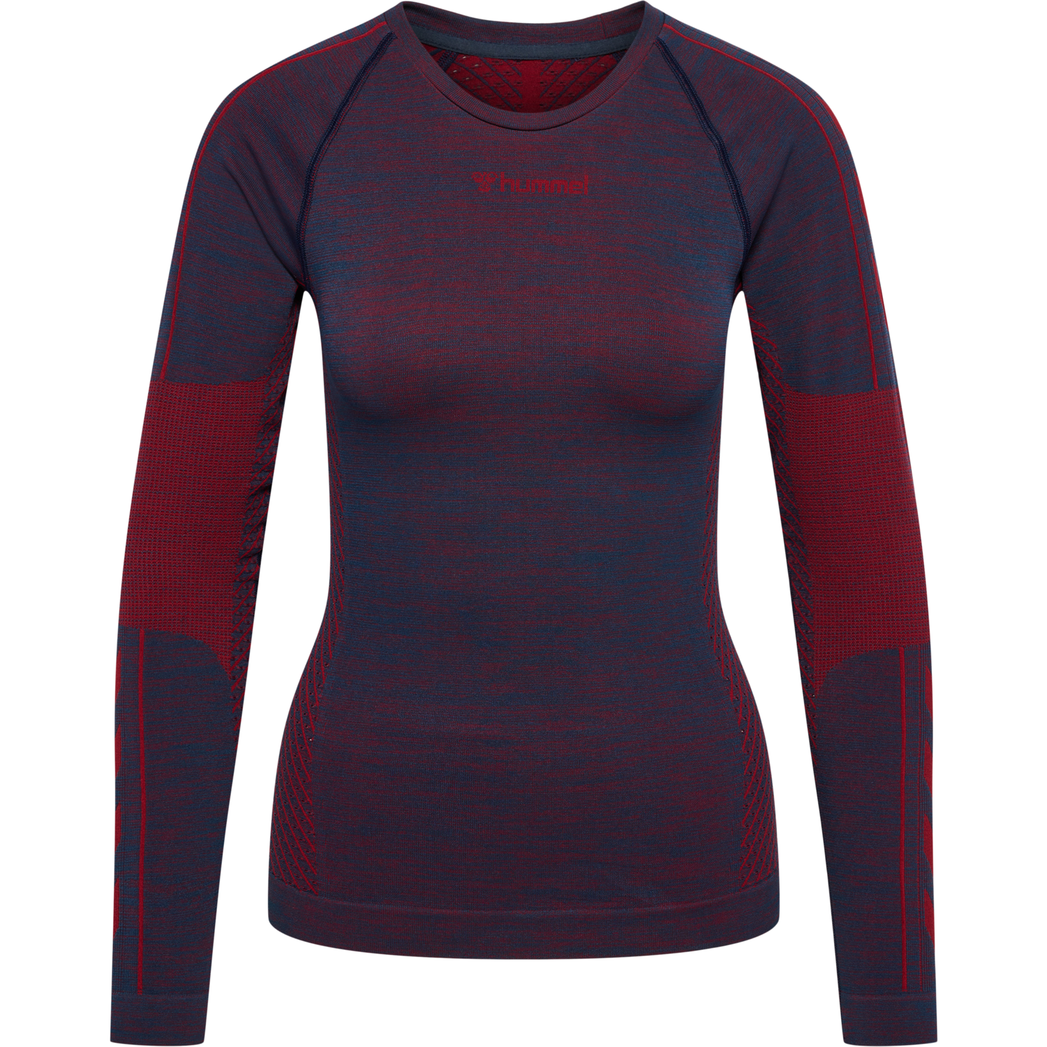 hmlMT ALY SEAMLESS T-SHIRT L/S, INSIGNIA BLUE/CABERNET MELANGE, packshot