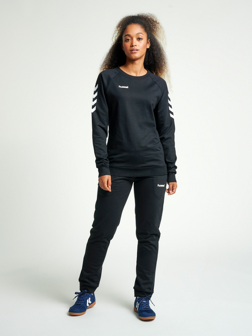 HMLGO COTTON SWEATSHIRT WOMAN, BLACK, model