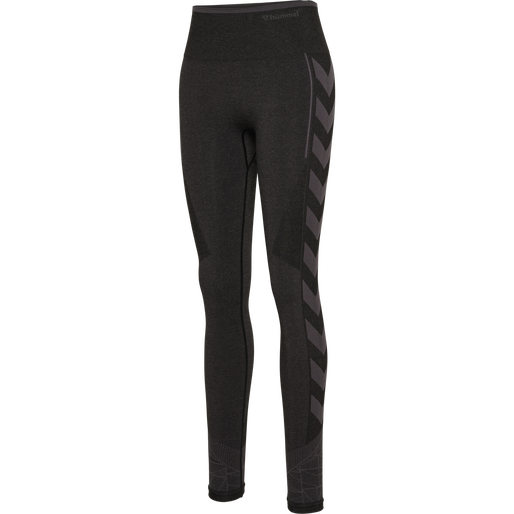 hmlMT ENERGY SEAMLESS HW TIGHTS, BLACK/ASPHALT MELANGE, packshot