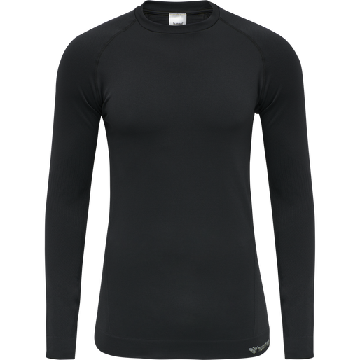 hmlSTROKE SEAMLESS T-SHIRT L/S, BLACK, packshot