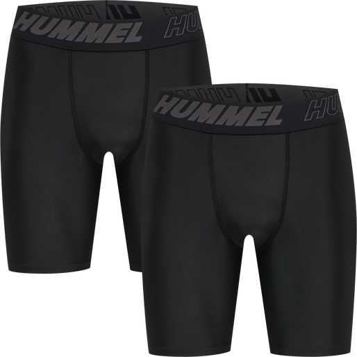 hmlTE TOPAZ 2-PACK TIGHT SHORTS, BLACK, packshot