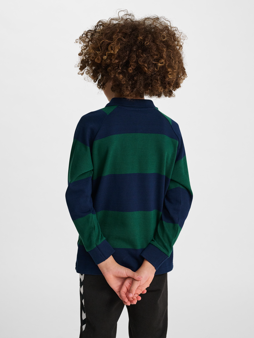 hmlJR LOOSE STRIPED POLO L/S, DRESS BLUES, model