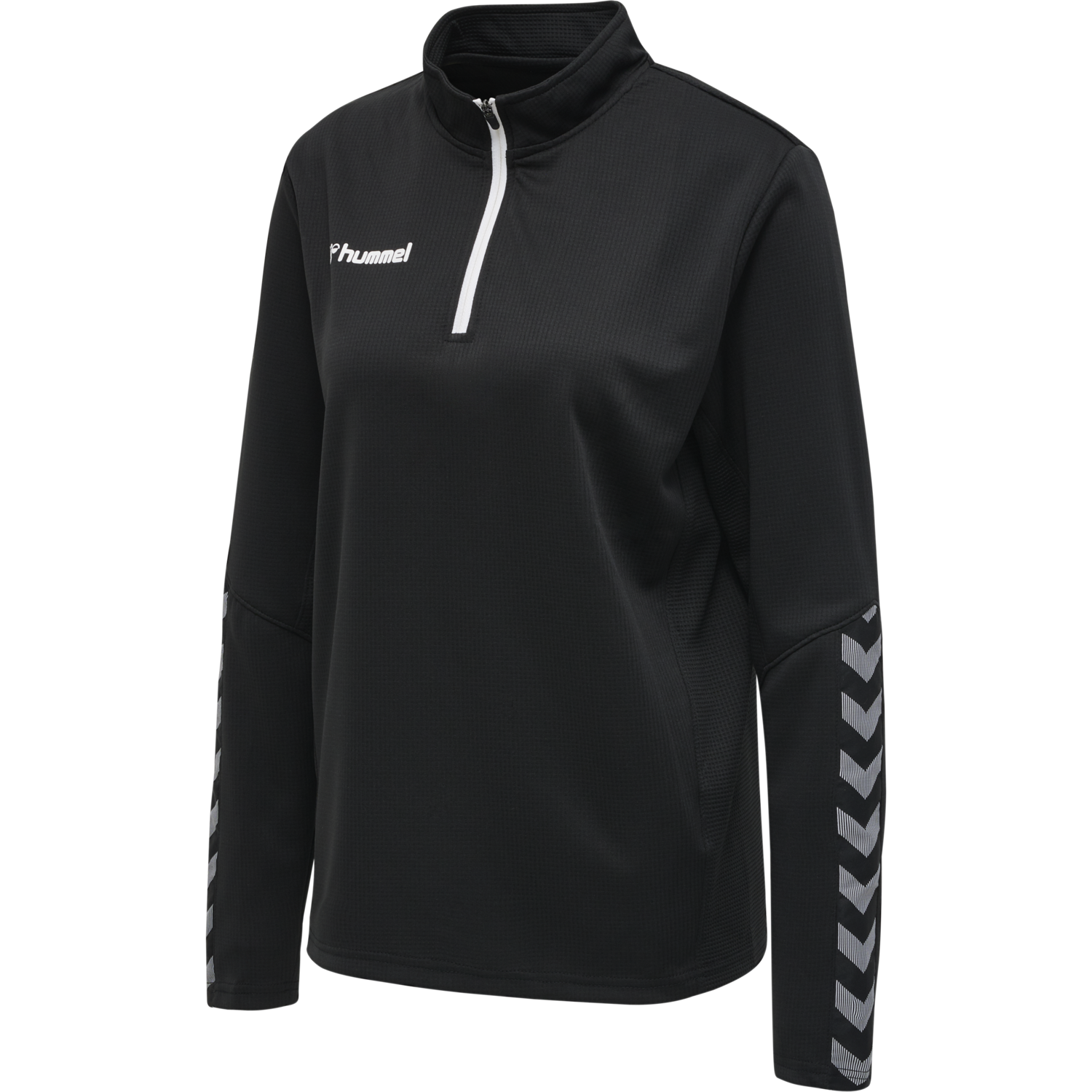 hmlAUTHENTIC HALF ZIP SWEATSHIRT WOMAN, BLACK/WHITE, packshot