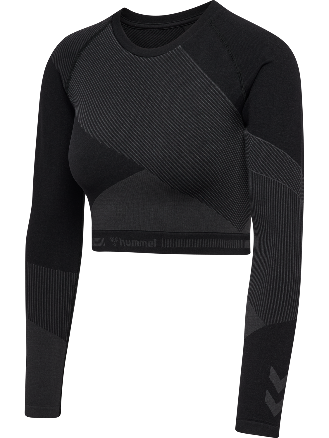 hmlUNITY SEAMLESS CROP T-SHIRT L/S, BLACKENED PEARL, packshot