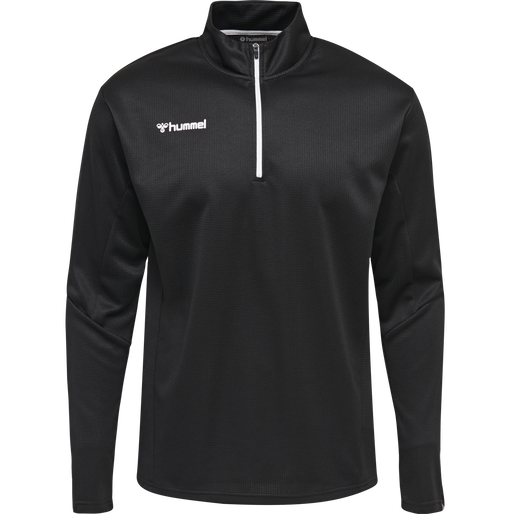 hmlAUTHENTIC KIDS HALF ZIP SWEATSHI, BLACK/WHITE, packshot