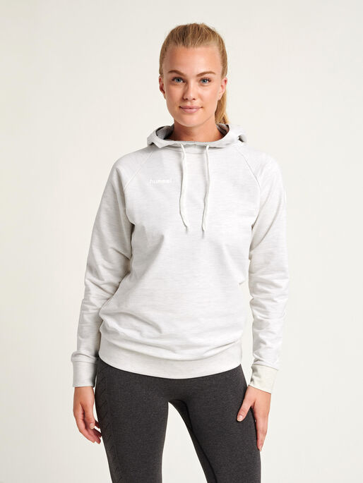 HUMMEL GO COTTON HOODIE WOMAN, EGRET MELANGE, model
