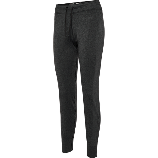 hmlMT HANA SEAMLESS TAPERED PANTS, BLACK MELANGE hmlMT HANA SEAMLESS TAPERED PANTS, BLACK MELANGE, packshot