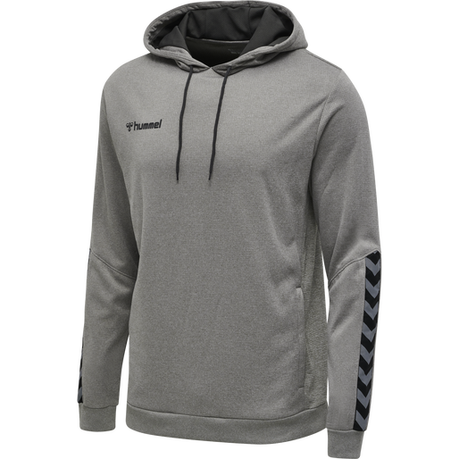 hmlAUTHENTIC POLY HOODIE, GREY MELANGE, packshot
