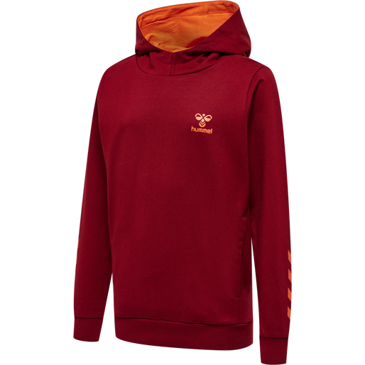 hmlOFFGRID COTTON HOODIE KIDS, RHUBARB/NASTURTIUM, packshot