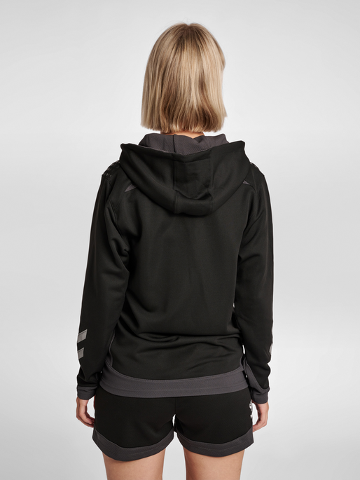hmlLEAD WOMEN POLY HOODIE, BLACK, model
