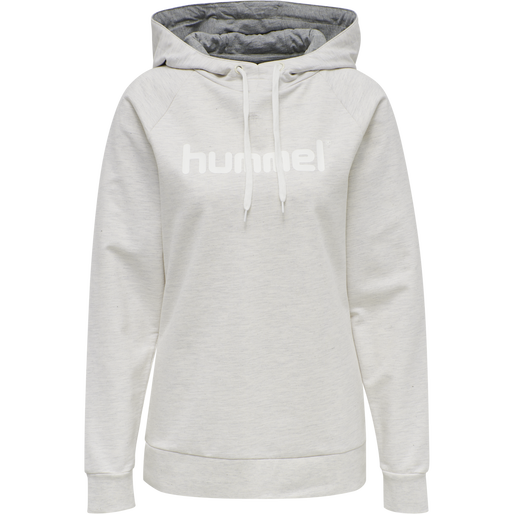 HUMMEL GO COTTON LOGO HOODIE WOMAN, EGRET MELANGE, packshot